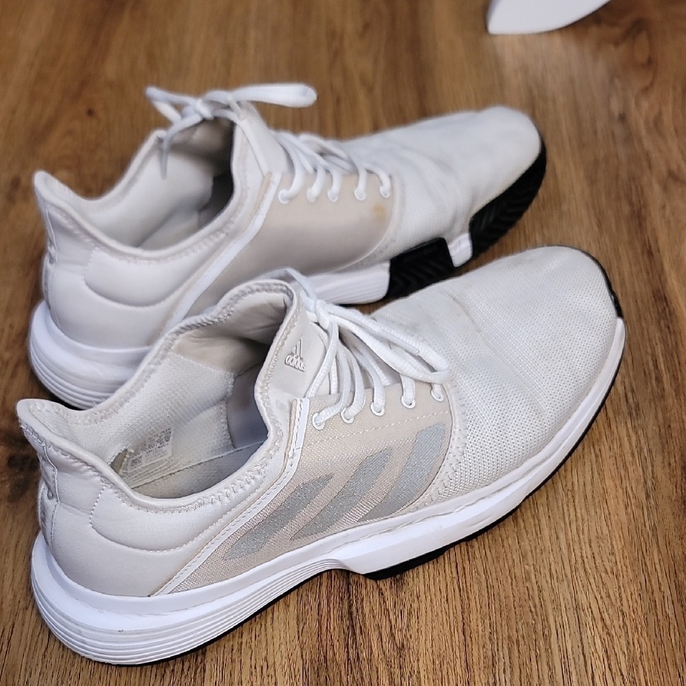 Adidas White and Silver Athletic Shoes